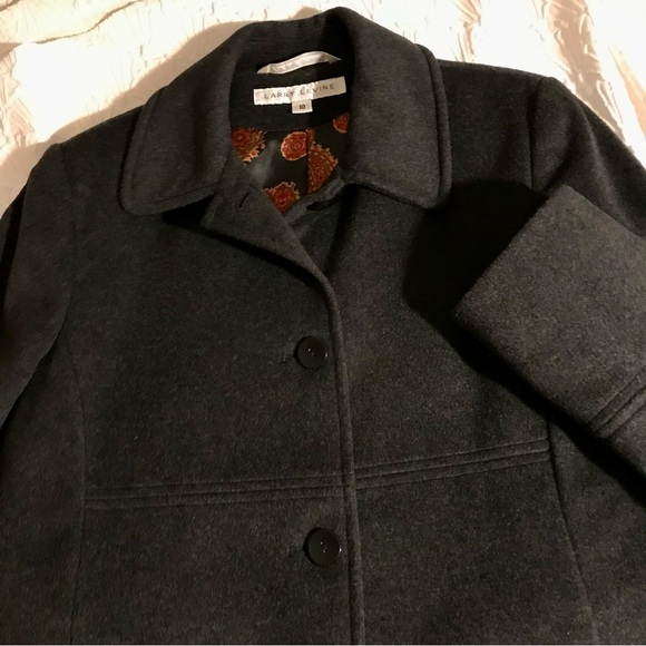 Larry Levine Woman Charcoal Color Coat Size 10 - Picture 4 of 10